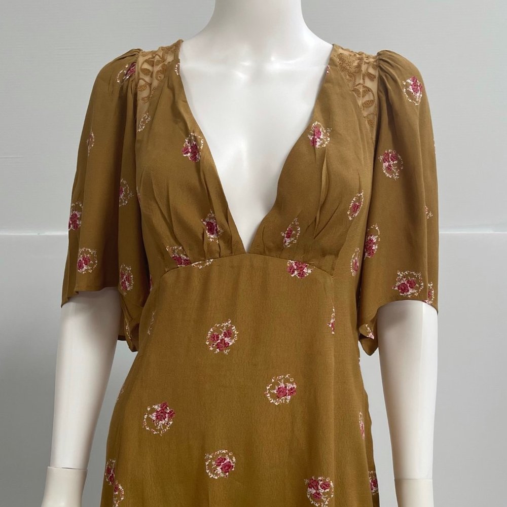 Free People Mockingbird Mini Dress in Brown Combo